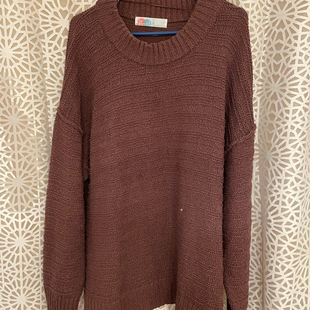 Free People Beach Brown Ribbed Sweater
